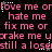 Pixelated pink text on black background with white star-like accents, repeating phrases in a