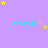 A static image with a light purple background featuring repeated cyan text 'caitlin' and scattered yellow and light purple stars.