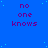 Blue background with scattered light blue dots and repeated purple text "no one knows" in a pattern