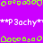 Purple background with repeated white text 'P Zachy' and green pixelated shapes, including a gray rectangle on the right side.