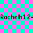 Pixelated text 'Rachell12-Rachell12' repeated on a cyan and pink checkerboard background with faint lines