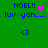 Green background displays blue text 'NOEL!! luv yah....' with pink heart and pixelated sparkle animations above '<3'.