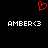 Red pixelated heart symbol above two identical white text strings on black background.