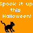 Orange background with white text "Spook it up this Halloween!" and three black cat silhouettes in walking poses.