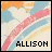 Pixelated rainbow stripes over clouds with 'ALLISON' text in black block letters at bottom center.