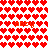 Red heart pattern with orange text 'abby' repeated across white background, forming a dense pixelated design.
