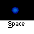 Animated sequence of blue circular icons with yellow accents and varying shapes, each labeled 'Space' below.