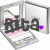Animated contact sheet showing three frames of a buddy icon with the name "Rita" displayed on a stylized laptop screen, each frame featuring different text colors and background elements.