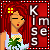 A 5x5 contact sheet of a pixel art animated icon featuring a red-haired woman with green eyes holding a white and yellow flower bouquet against a solid red background, with the word "Kiss" vertically aligned on the right side.