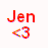 Three variations of a pixelated text-based icon showing 'Jen' above '<3', each in distinct color schemes on white backgrounds.