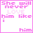 A 4x4 contact sheet of animated frames showing a pink text-based animation with the phrase "She will never LOVE him like I" and variations of the word "Love" in cursive script, displayed on a white background with a gray transparency indicator.