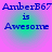 Four identical display 'AmberB67 is Awesome' text over a gradient background with blue and green hues on pink
