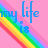 A split-screen pixel art image with a rainbow on the left and grayscale text on the right, both displaying 'my life is colorless without u' in blue and black lettering.