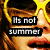 A pixelated image of a person wearing yellow sunglasses with text overlays reading "Its not summer" and "Till You have the perfect pair of sunglasses".