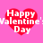 Four identical red heart-shaped icons with 'Happy Valentine's Day' text on a pink background, arranged in two of two