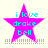 A pink star-shaped icon with cyan text "i love drake bell" and cyan dotted lines below, displayed in four identical static frames.
