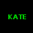 Four display the name 'KATE' in green pixelated text against black, olive, yellow, and olive backgrounds