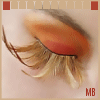 A close-up of a closed eye with long blonde eyelashes, orange-brown eyeshadow, and light skin tone. The image has an animated sequence showing subtle changes in the eyelash position.