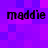 Pixelated text 'maddie' repeated four times on a purple and blue checkered background.