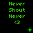 Green pixelated text and symbols on black background with animated changes across observations.