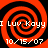 Four identical red and black spiral patterns arranged in a with white text reading "I Luv Koyy" and date "10/15/07" on each quadrant