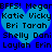 Blue background with two overlapping light blue hearts containing black pixelated text listing names.