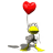 Animated sequence of a yellow-headed character holding red heart-shaped balloons, showing subtle pose variations across frames.