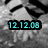 Black-and-white image with cyan text displaying '12.12.08' and 'I love you.' in multiple positions across four