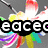 A colorful animated icon with a flower-like burst of multicolored petals and a gray background, displaying changing text overlays.
