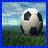 Pixelated soccer ball on grass with blue border, adjacent to yellow displaying text fragments