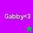 Pixelated text 'Gabby<3' appears on purple and green backgrounds with a small star icon changing color between frames.