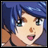 Pixelated anime-style character with blue hair and green eyes, mouth open in a smile, next to text reading 'Anime IM' and 'com' on black background.