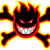 Animated icon shows a grinning skull with crossed bones, transitioning between fiery orange-yellow and blue-white color schemes against contrasting backgrounds.