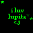 Green text and star symbols on a black background with repeated 'iluv lupita <3' text, showing animation changes in star positions across frames.