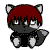 Pixelated cartoon character with red hair and cat ears in six sequential poses showing eye movements.