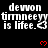 Pixelated text and red hearts on black background with gray overlay in bottom-right corner.