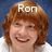 Pixelated portrait of a person with light brown curly hair, wearing a white top against a blue background, with the text 'Ron' overlaid in white pixelated letters.