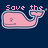 Pixel art of a pink whale with gray outline on dark blue background, displaying text above it.
