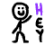 A 4-frame animated contact sheet showing a stick figure waving next to the word "HEY" with alternating purple letter highlights across frames.