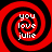 Four identical red and black spiral patterns with white text reading "you love julie" arranged in a on a solid black background