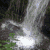 Animated waterfall scene with repeated text overlays showing 'Life' and 'Waterfall' in blue pixelated font against a grayscale cascade.