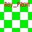 Green and white checkered pattern with red text 'Rey_Pibon' in four positions, showing pixelated transitions between layouts