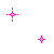 Four pink pixelated cross-shaped icons with light pink centers on a gray background, varying in size and arm length.