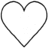 A pixelated heart outline in grayscale with a solid black center point, set against a white background.