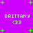 Purple background with green starbursts and four identical pixelated text blocks reading BRITTANY <33