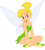 Pixelated cartoon fairy with blonde hair in a bun, green dress, and translucent wings sitting against white background.