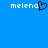 Blue background with two instances of the text 'melena' in white pixelated font, one with a black heart symbol replacing the 'o' in 'melena'.
