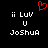 Red pixelated heart symbol above white text reading 'ii LuV U Joshua' on black background.