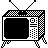 Two pixel-art television sets with checkered patterns, antennas, and control on a gray background