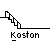 Pixelated character in blue and white moves across a staircase on gray background, with text "Koston" below.